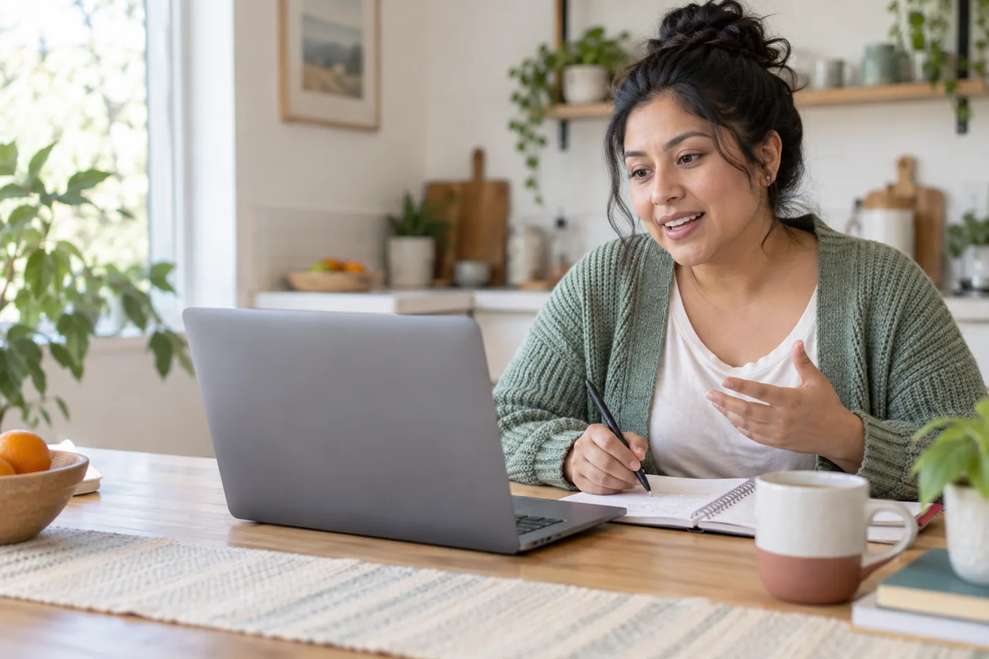 Adult learner working through an English lesson